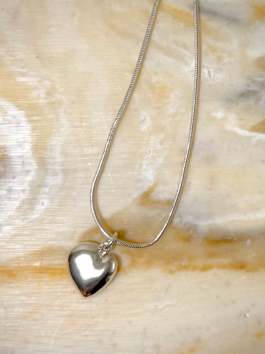 Heart Charm Snake Necklace