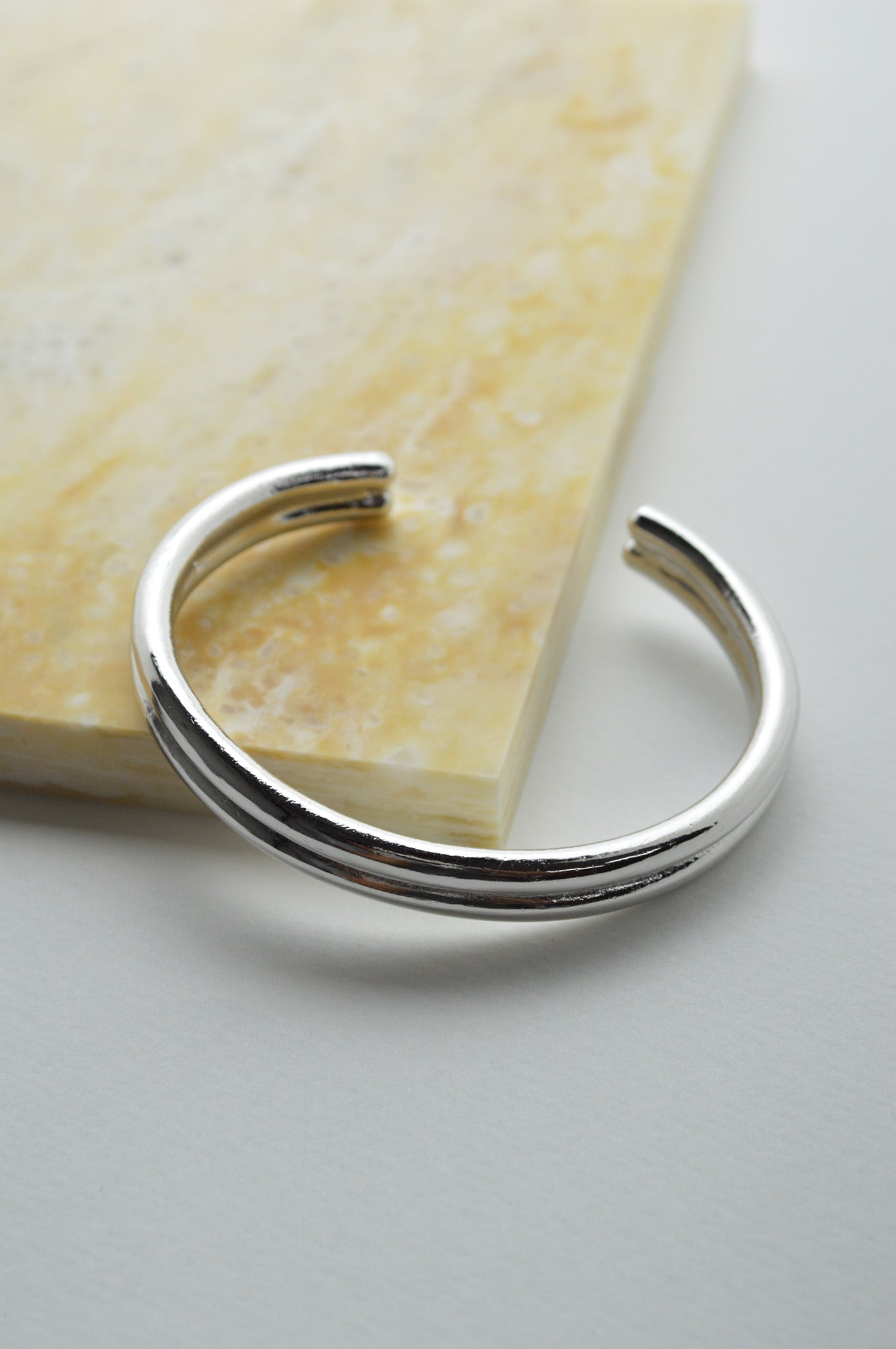 Neon Double Line Silver Bangle