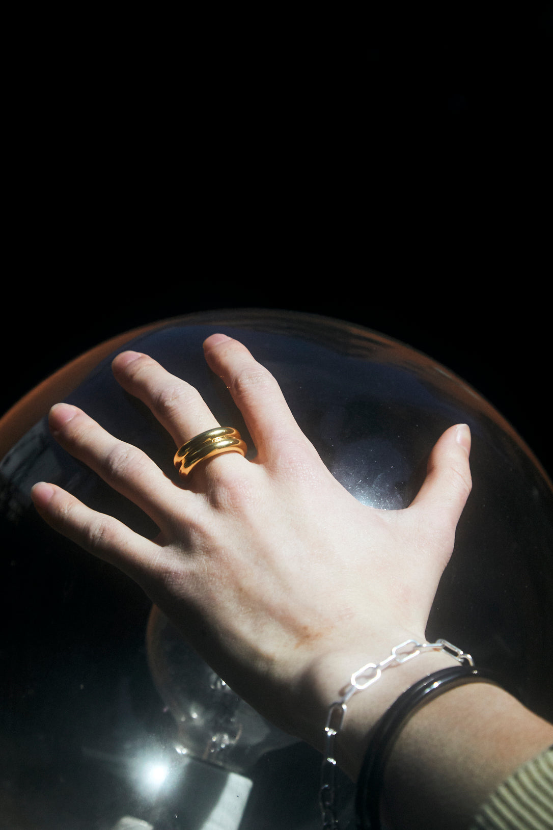 Neon Double Line Silver Ring