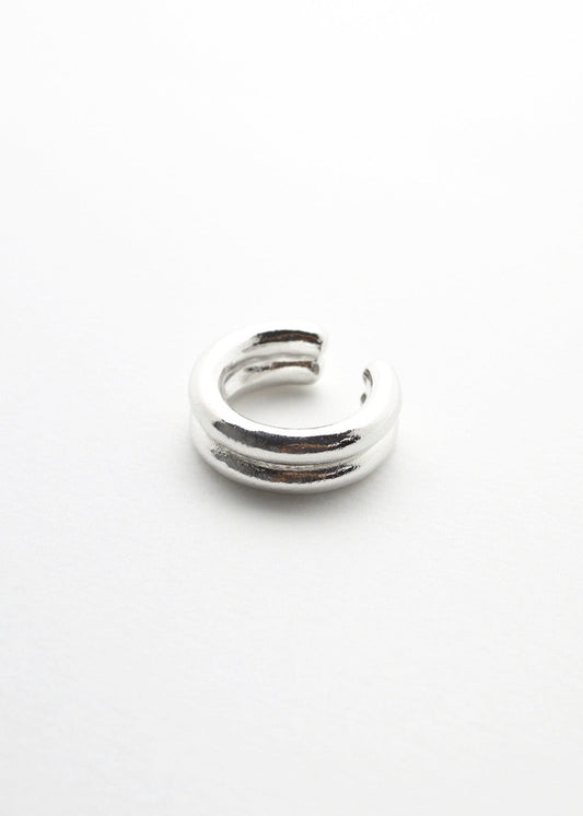Neon Double Line Silver Ring