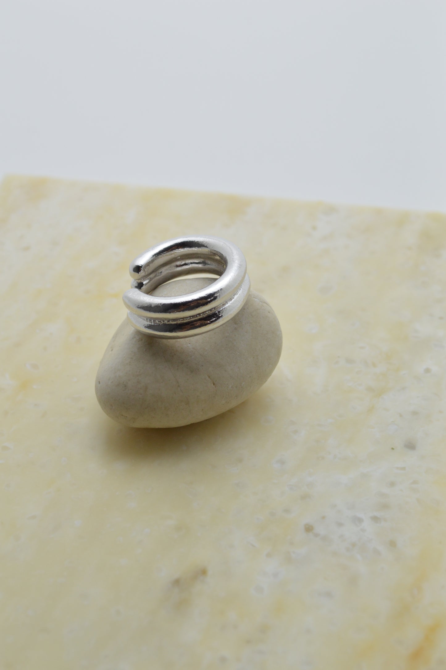 Neon Double Line Silver Ring