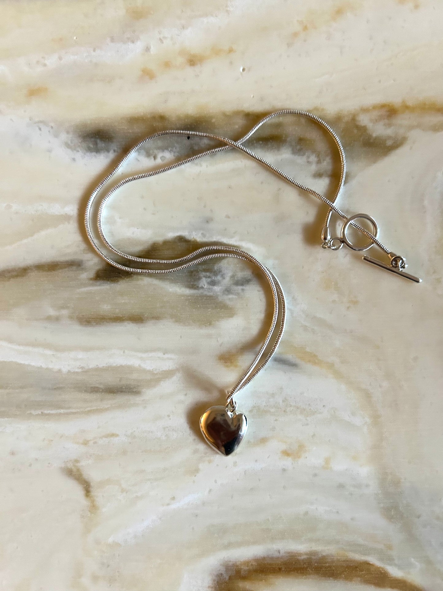 Heart Charm Snake Necklace